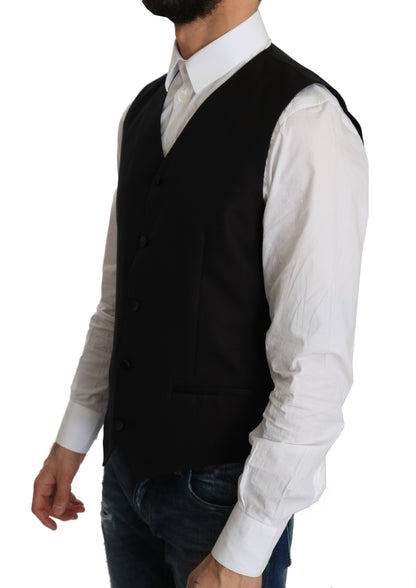 Elegante chaleco formal de mezcla de seda negra