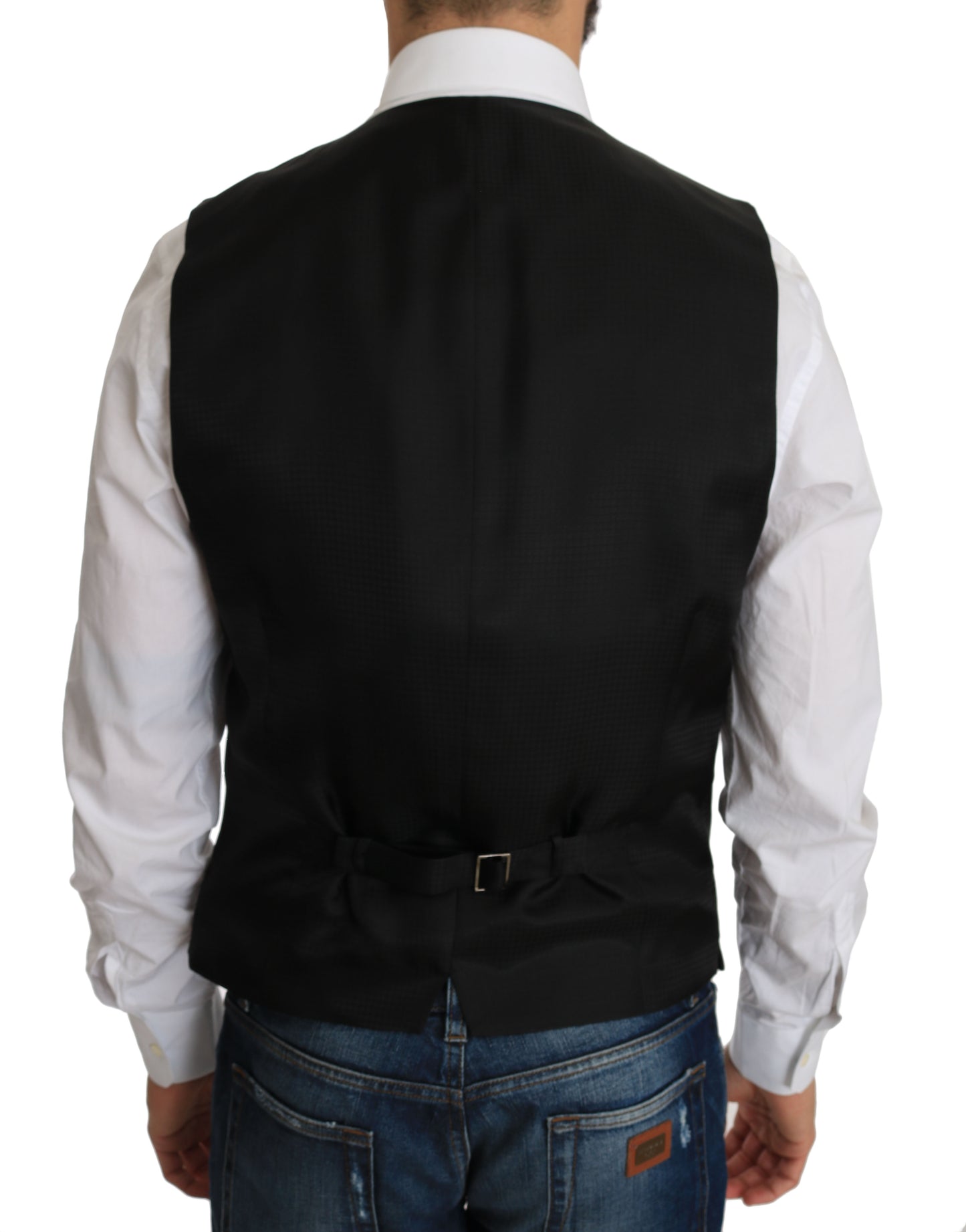 Elegante chaleco formal de mezcla de seda negra