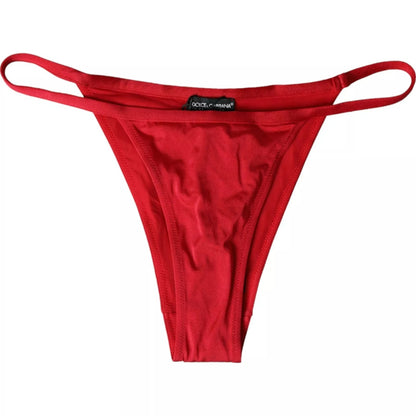 Parte inferior del bikini de baño de playa elástico de nailon rojo