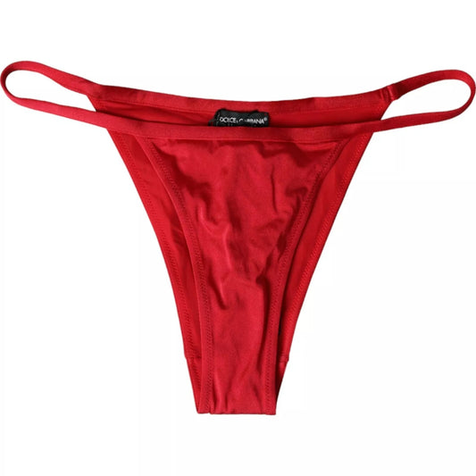 Parte inferior del bikini de baño de playa elástico de nailon rojo