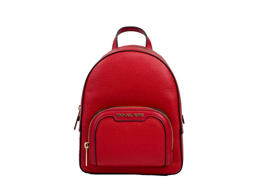 Mochila Jaycee Mini XS de cuero con bolsillo y cremallera, color rojo