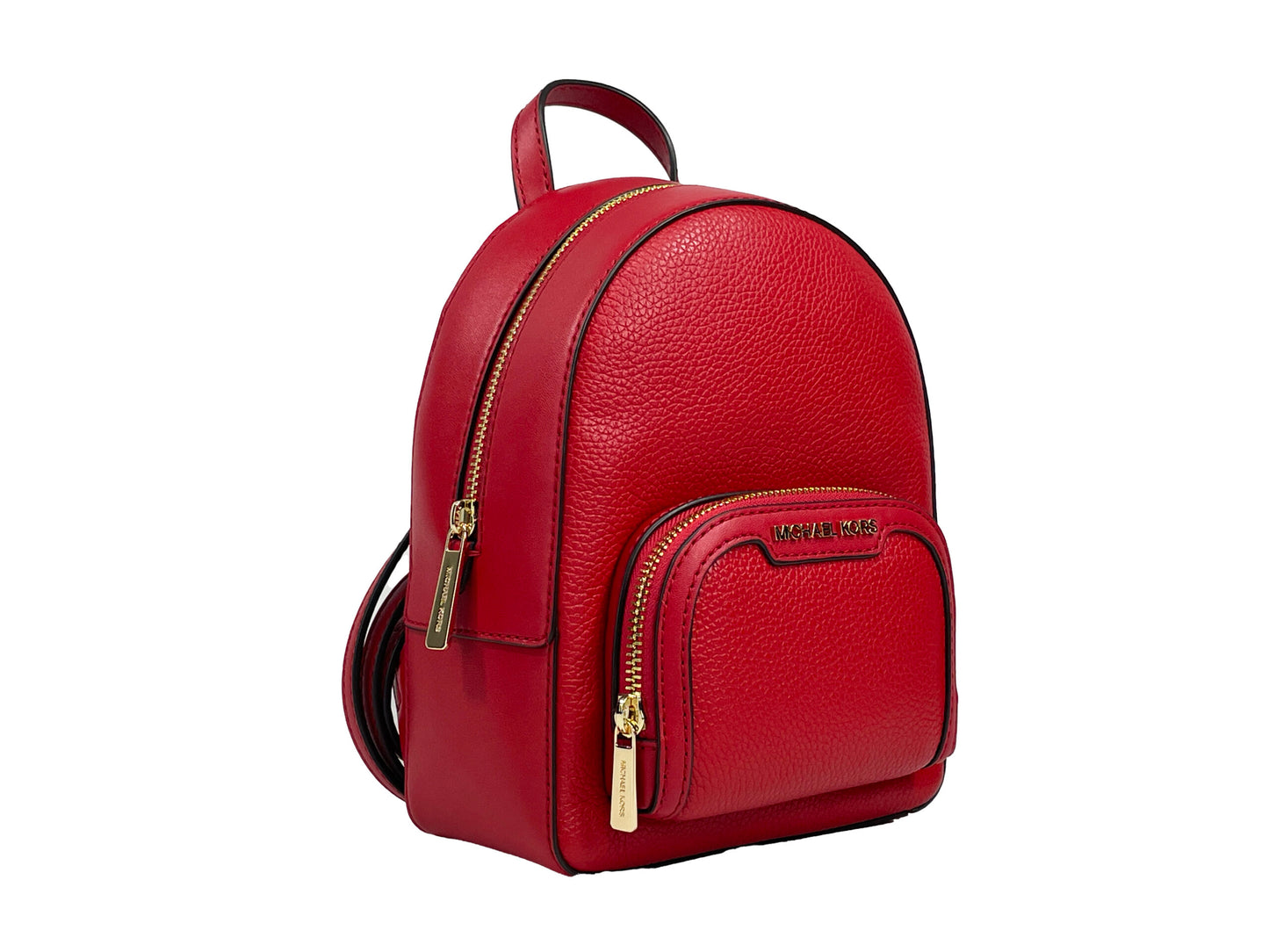 Mochila Jaycee Mini XS de cuero con bolsillo y cremallera, color rojo