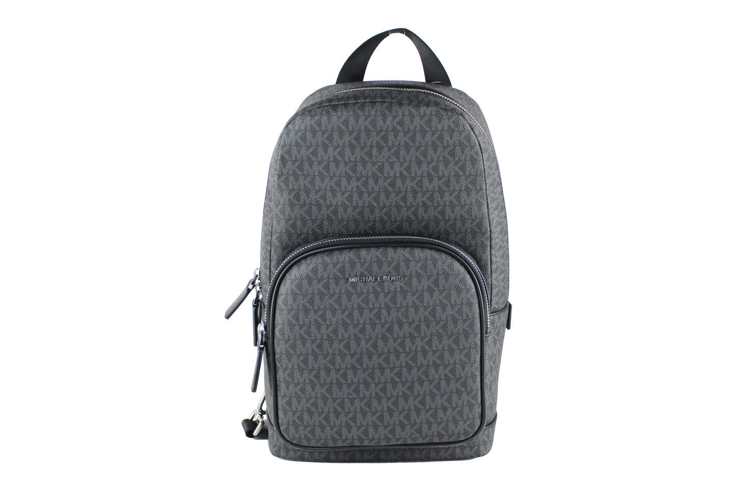 Mochila bandolera mediana de PVC con la firma Cooper en negro