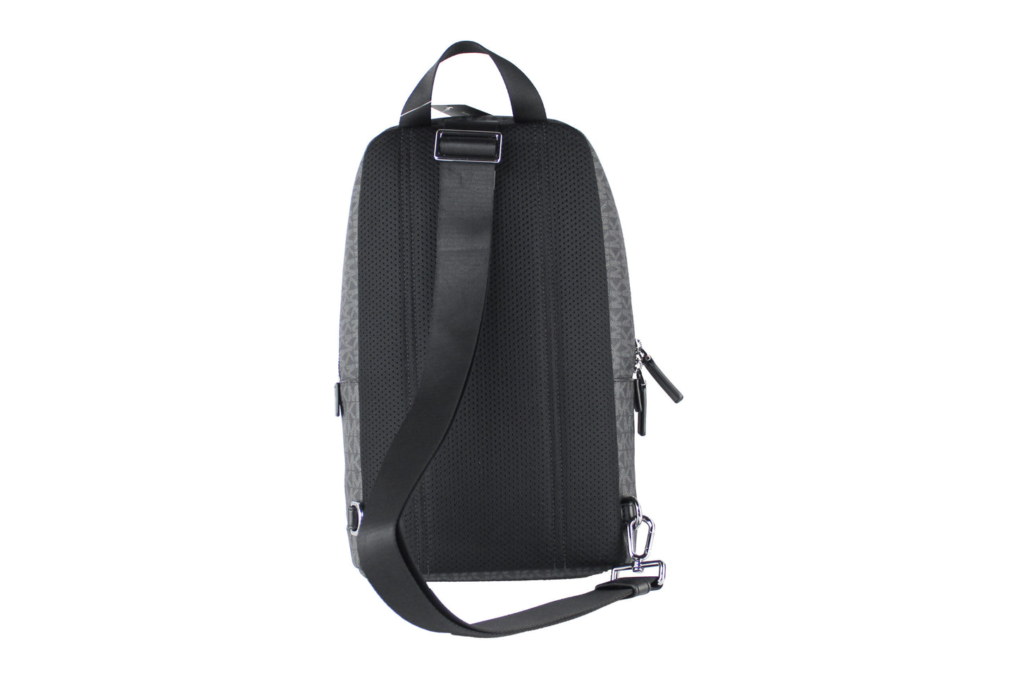 Mochila bandolera mediana de PVC con la firma Cooper en negro