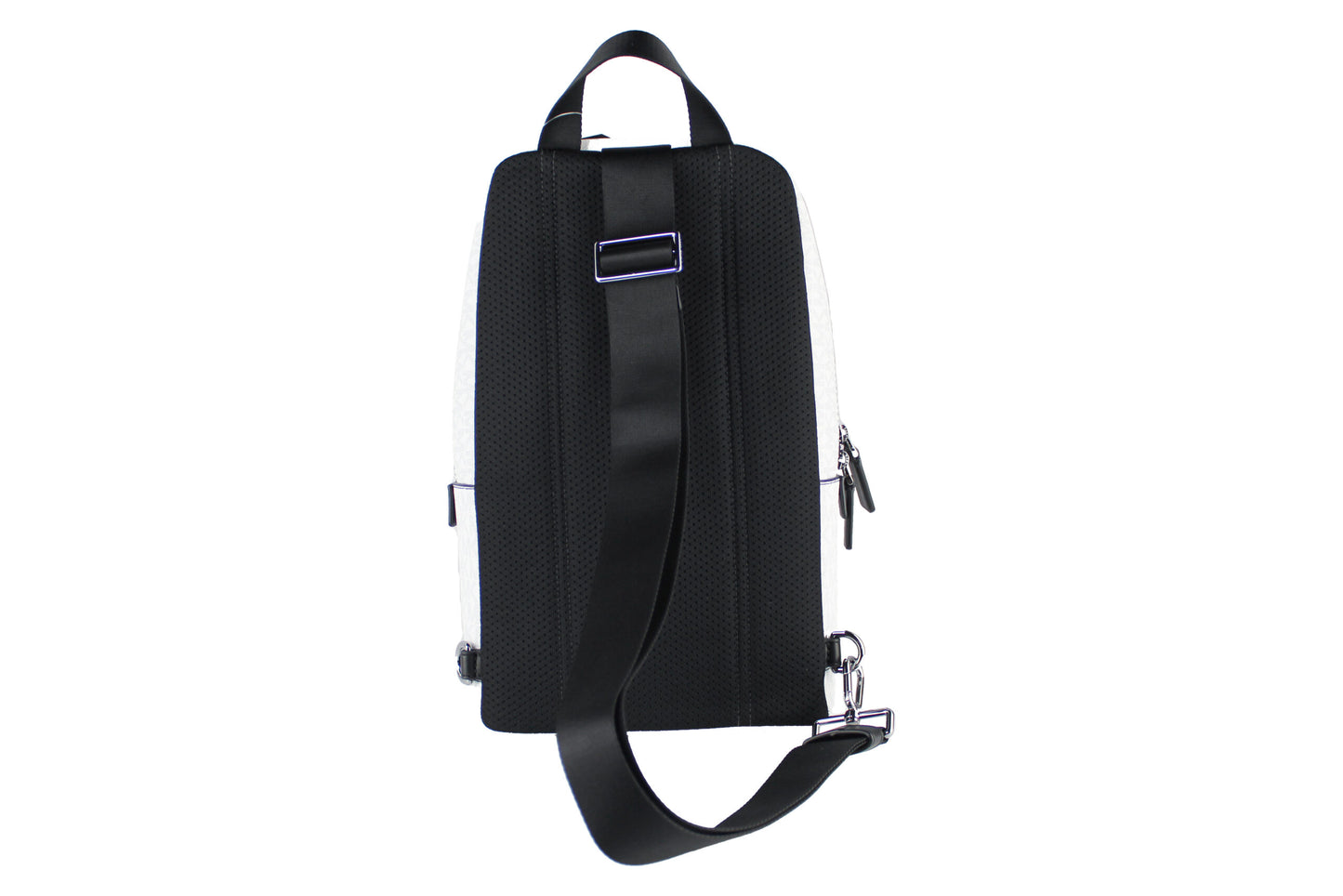 Mochila bandolera mediana de PVC blanca con la firma Cooper