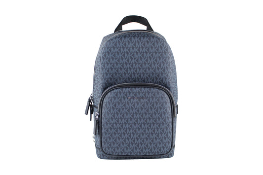 Mochila bandolera mediana de PVC Cooper Signature en color azul marino