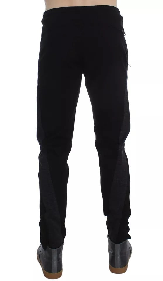 Pantalones casuales de lana gris y negra con rayas