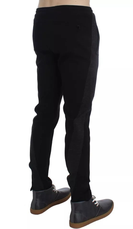 Pantalones casuales de lana gris y negra con rayas