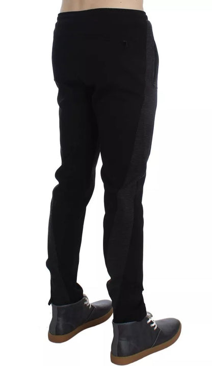 Pantalones casuales de lana gris y negra con rayas