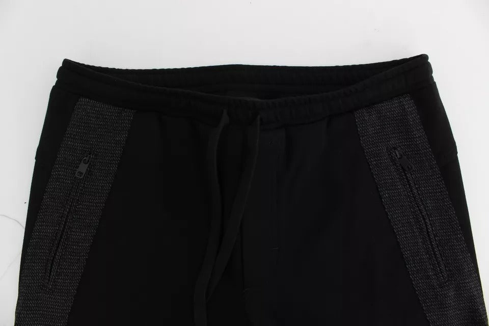Pantalones casuales de lana gris y negra con rayas
