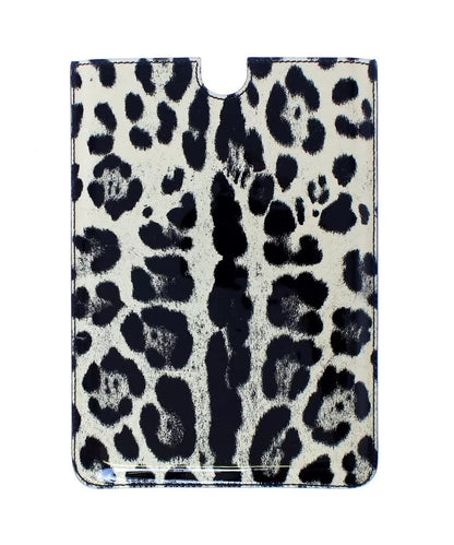 Funda de cuero para eBook y tableta con estampado de leopardo blanco