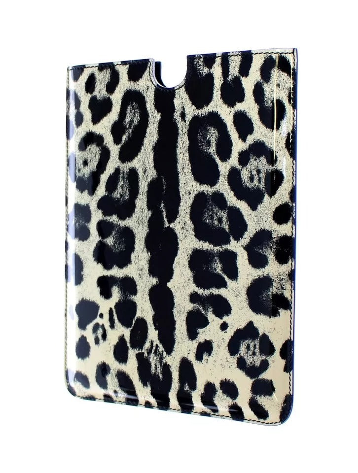 Funda de cuero para eBook y tableta con estampado de leopardo blanco
