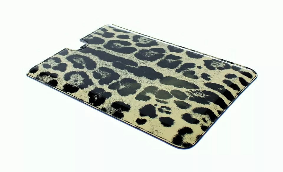 Funda de cuero para eBook y tableta con estampado de leopardo blanco