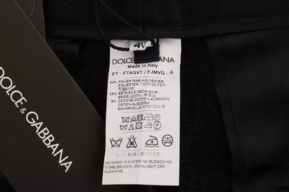 Pantalones de cintura alta con brocado floral negro