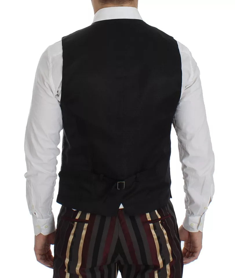 Traje de chaleco de tres piezas ajustado con rayas multicolores