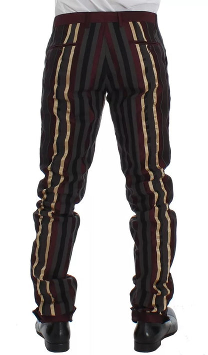 Traje de chaleco de tres piezas ajustado con rayas multicolores
