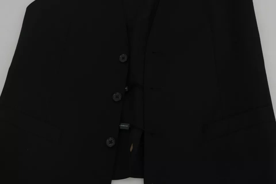 Chaleco de lana negra con logotipo
