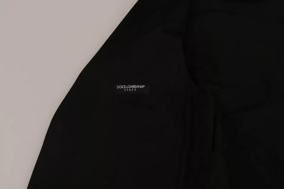 Chaleco de lana negra con logotipo