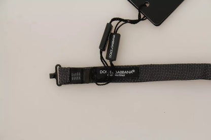 Pajarita ajustable de seda con estampado gris