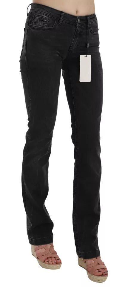 Pantalones vaqueros negros de algodón de corte ajustado D&amp;G
