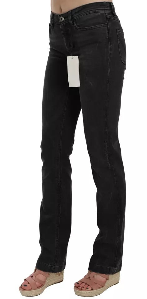 Pantalones vaqueros negros de algodón de corte ajustado D&amp;G