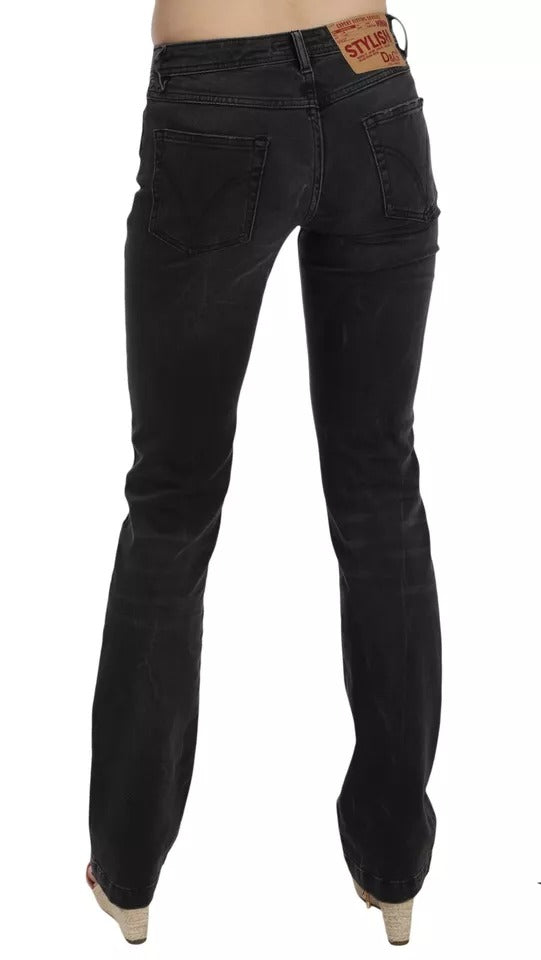 Pantalones vaqueros negros de algodón de corte ajustado D&amp;G