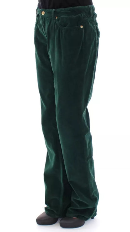 Pantalones D&amp;G de pana de algodón verde con corte SLIMMY