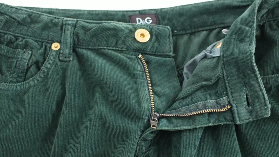 Pantalones D&amp;G de pana de algodón verde con corte SLIMMY
