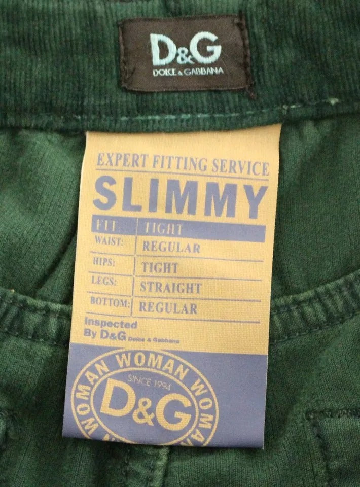 Pantalones D&amp;G de pana de algodón verde con corte SLIMMY