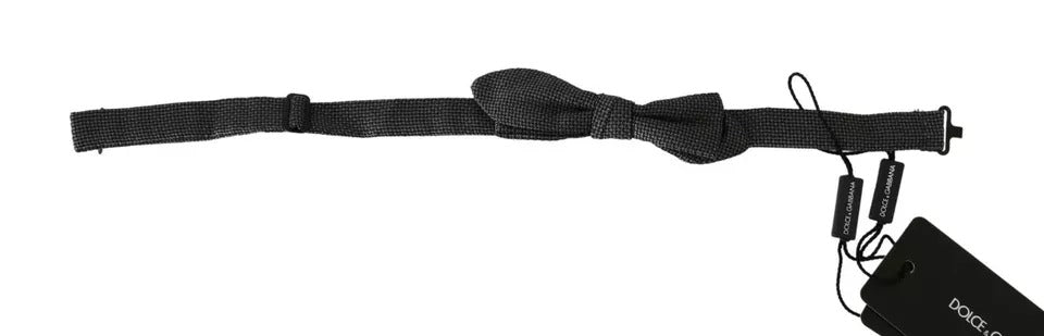 Corbata de lazo de seda gris estampada para hombre