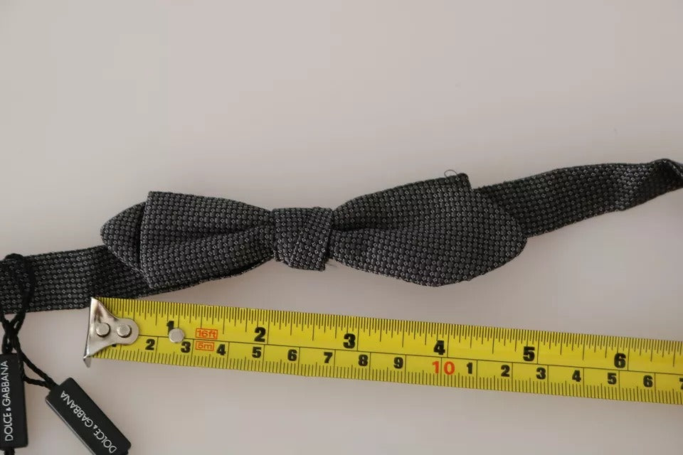 Corbata de lazo de seda gris estampada para hombre