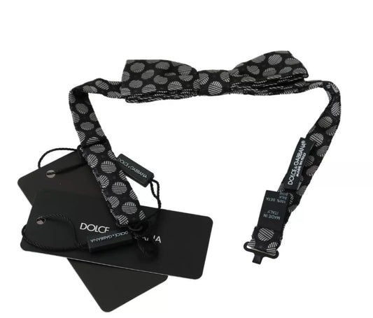 Corbata de seda negra con círculos para hombre