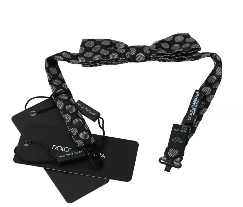 Corbata de seda negra con círculos para hombre