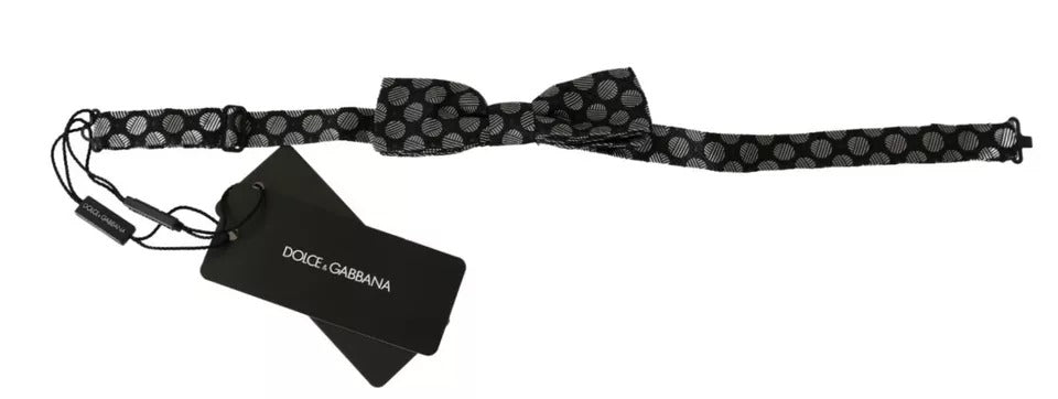 Corbata de seda negra con círculos para hombre