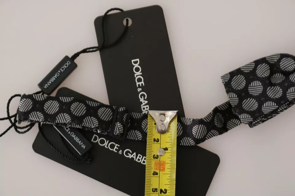 Corbata de seda negra con círculos para hombre