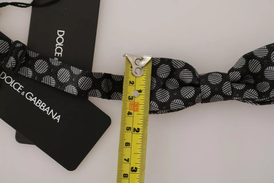 Corbata de seda negra con círculos para hombre
