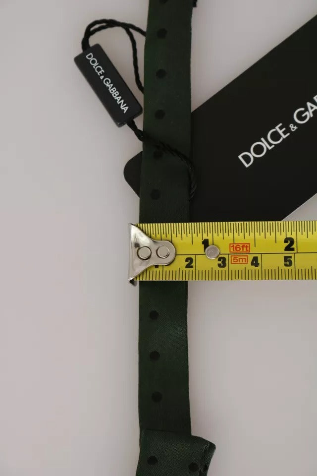 Corbata de seda verde con lunares para hombre