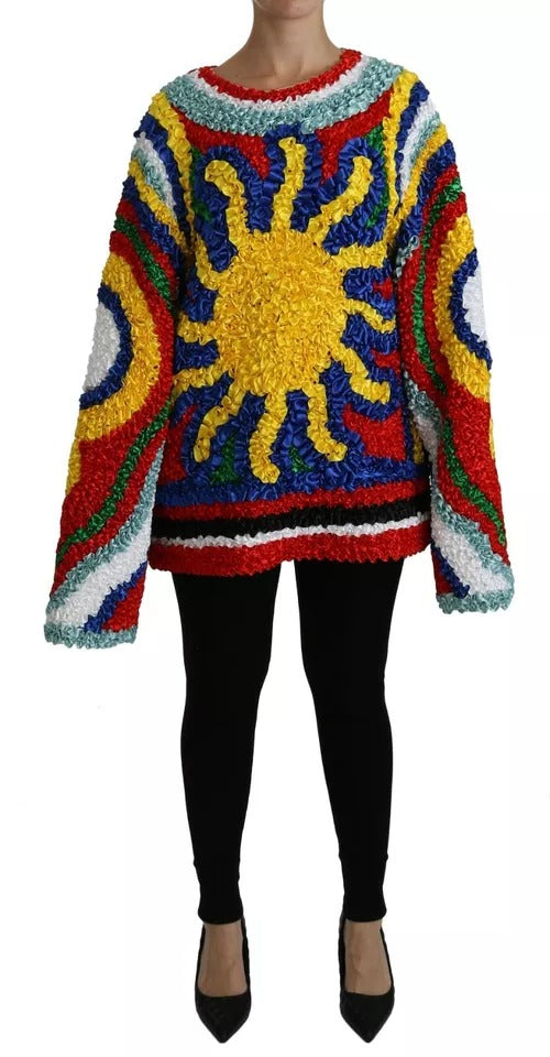 Suéter tipo blusa con volantes multicolores