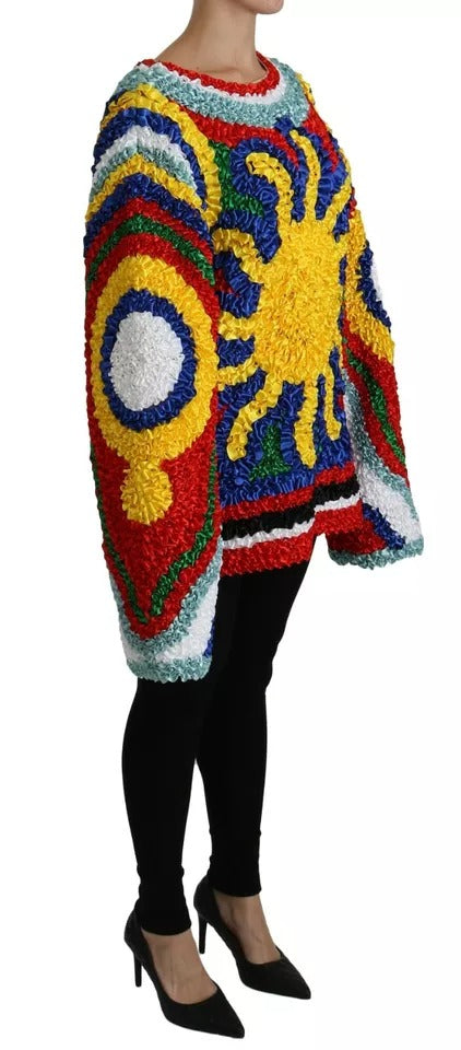 Suéter tipo blusa con volantes multicolores
