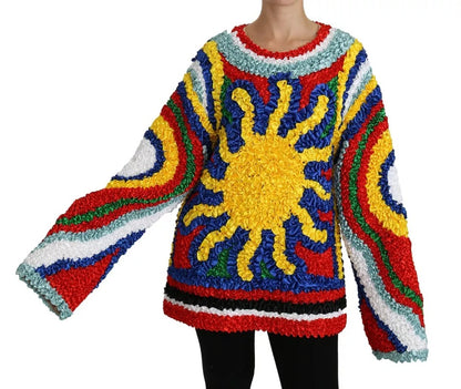 Suéter tipo blusa con volantes multicolores