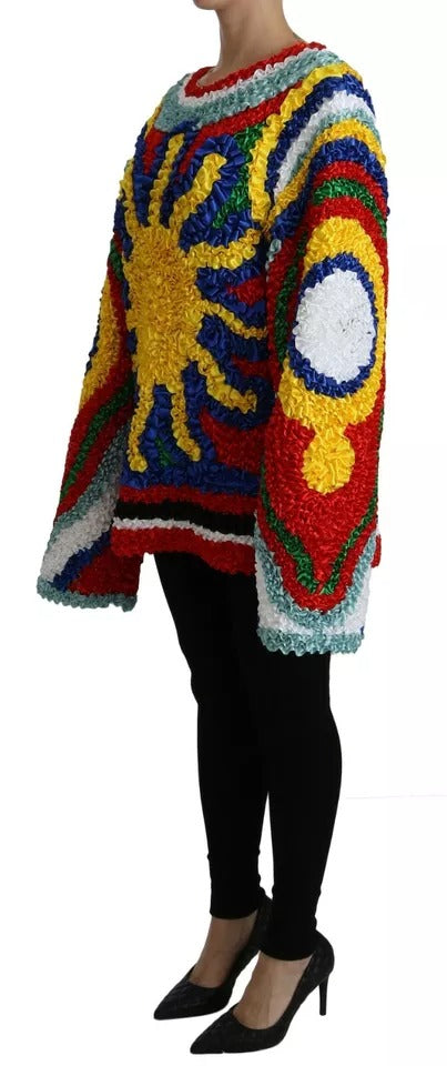 Suéter tipo blusa con volantes multicolores