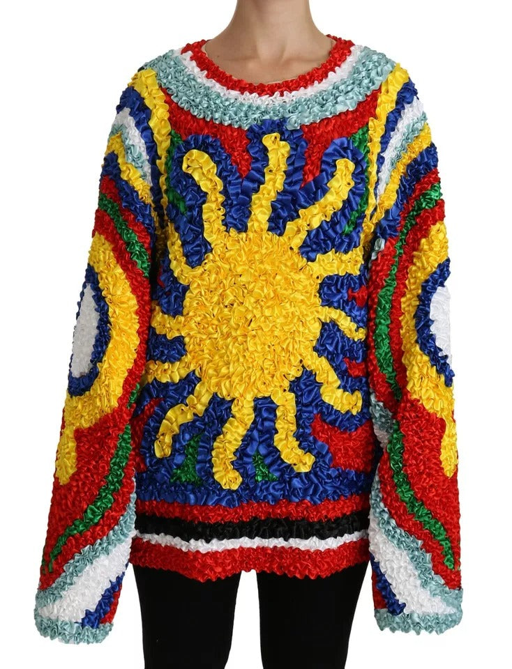 Suéter tipo blusa con volantes multicolores