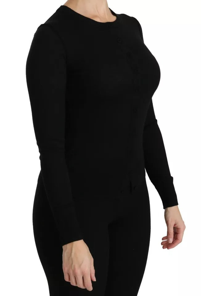 Blusa de manga larga de lana virgen negra