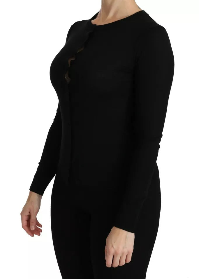Blusa de manga larga de lana virgen negra