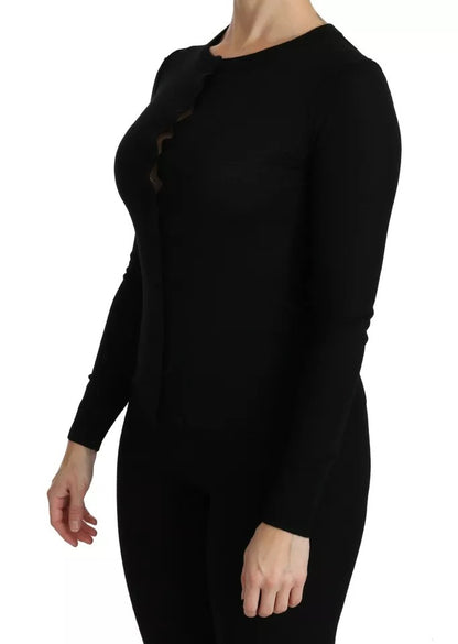 Blusa de manga larga de lana virgen negra