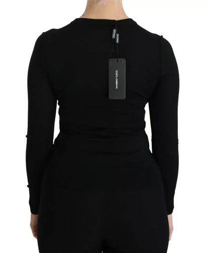 Blusa de manga larga de lana virgen negra