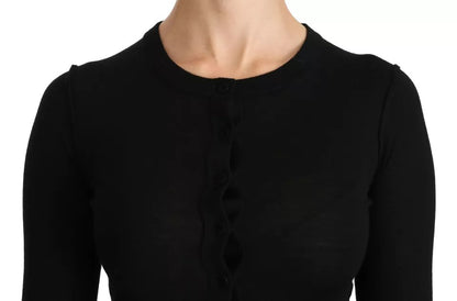 Blusa de manga larga de lana virgen negra