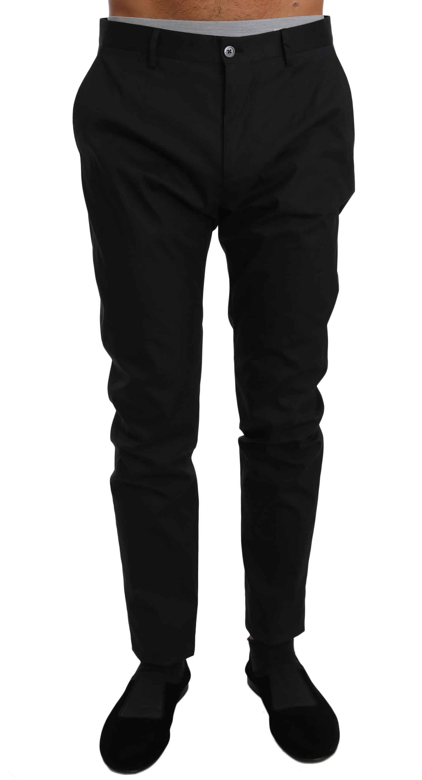 Pantalones formales elegantes de mezcla de lana negros