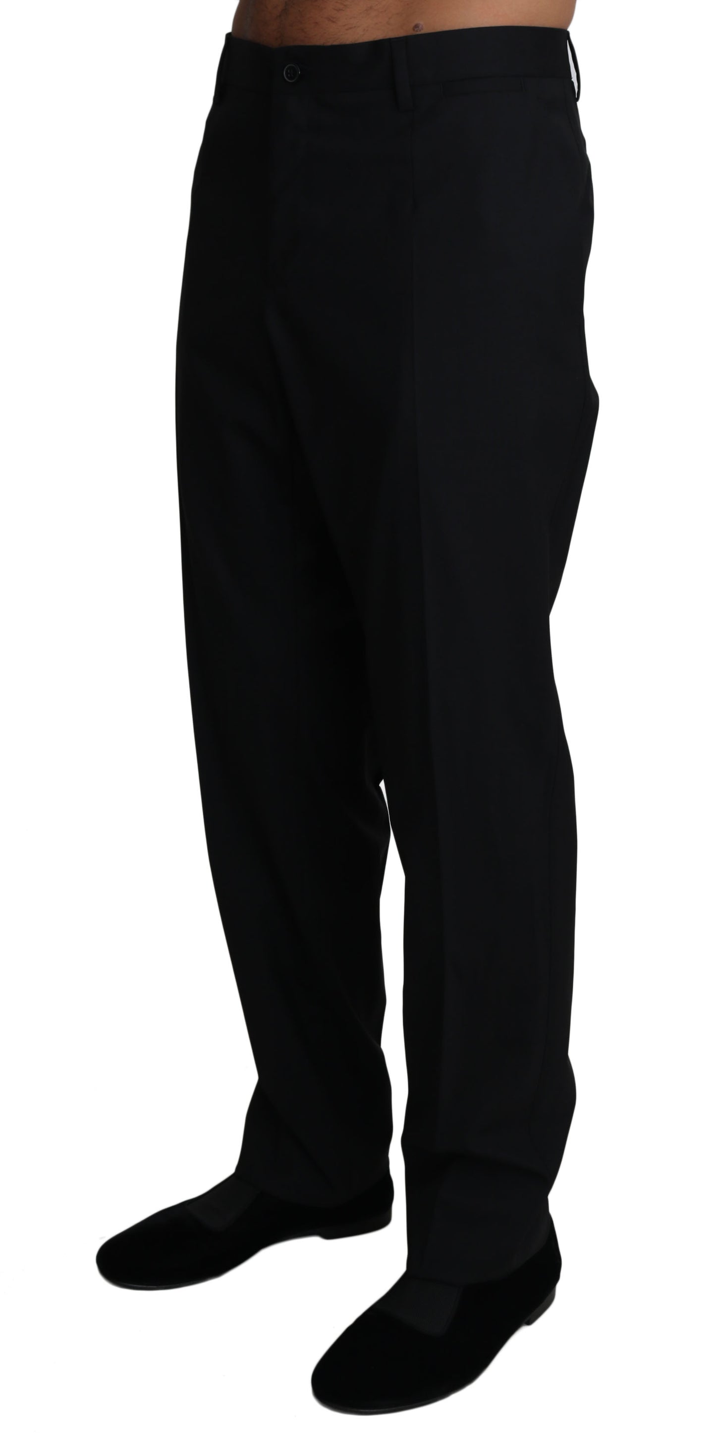 Pantalones formales elegantes de mezcla de lana negros