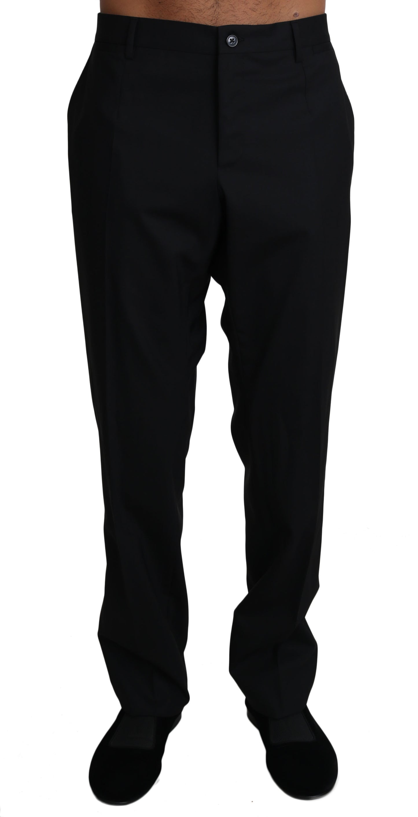 Pantalones formales elegantes de mezcla de lana negros